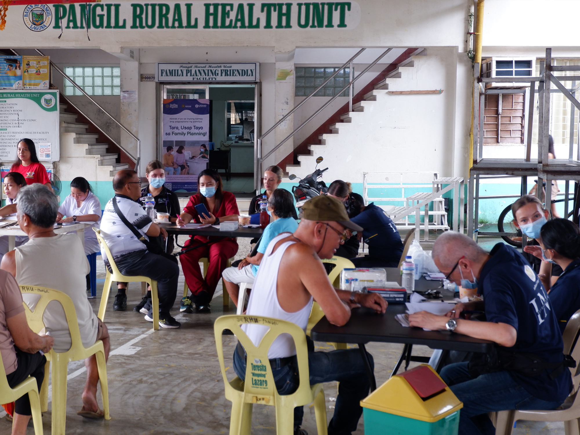 The ECU delegates work together with the community doctors, nurses, midwives, and barangay health care workers to provide preventive and promotive health services to the people of Pangil, Laguna