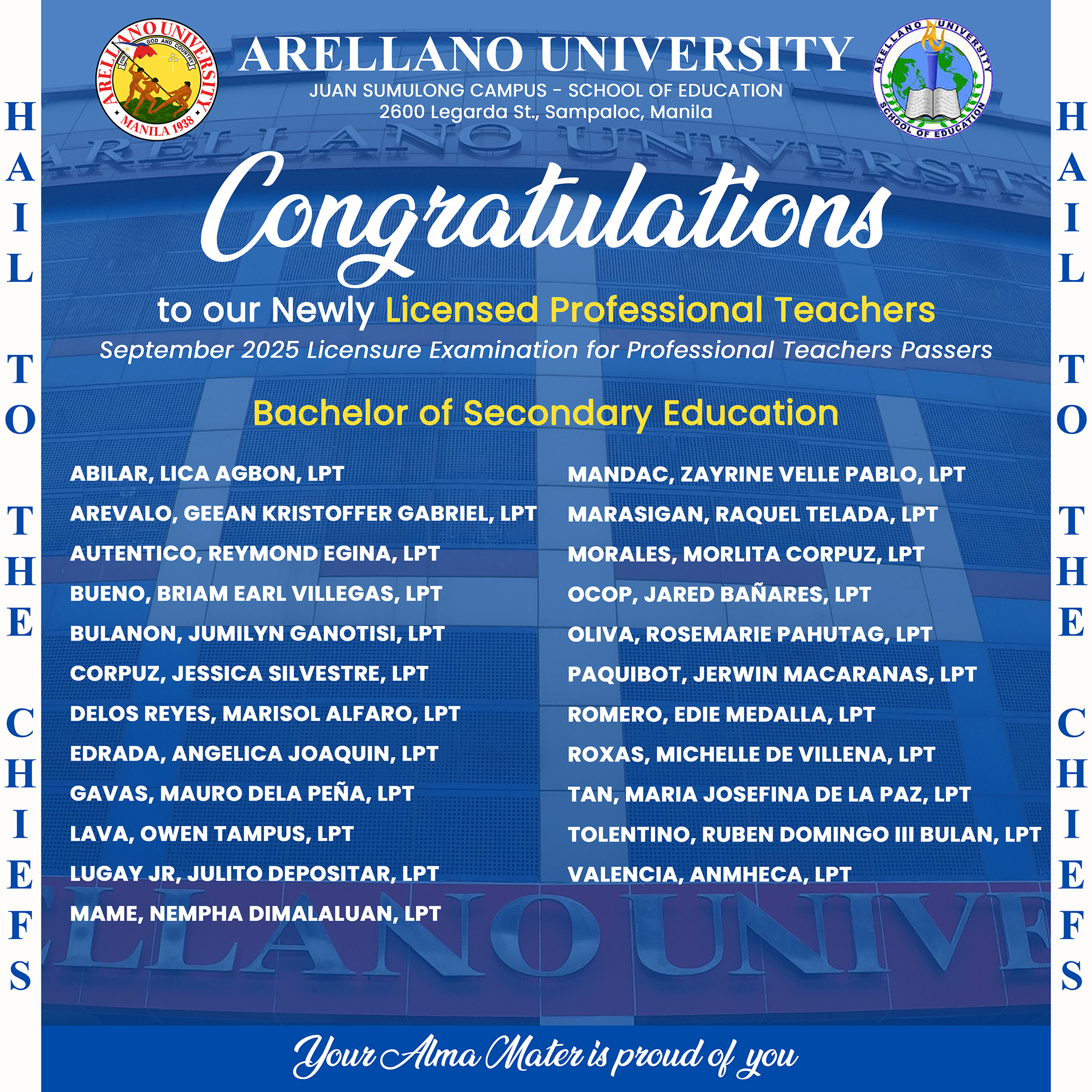 AU - Legarda Celebrates New Cohort of Licensed Professional Teachers