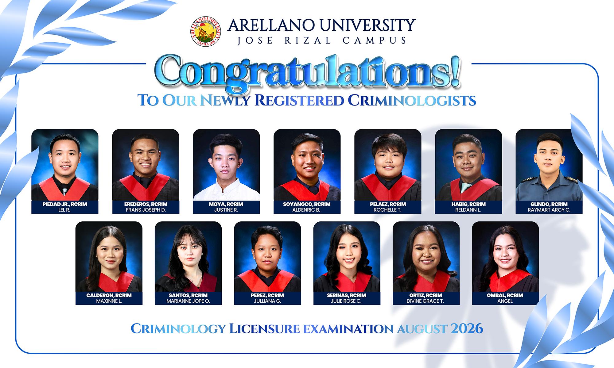 Chiefs of Justice: AU-Jose Rizal Campus Proudly Welcomes Its New Registered Criminologists!