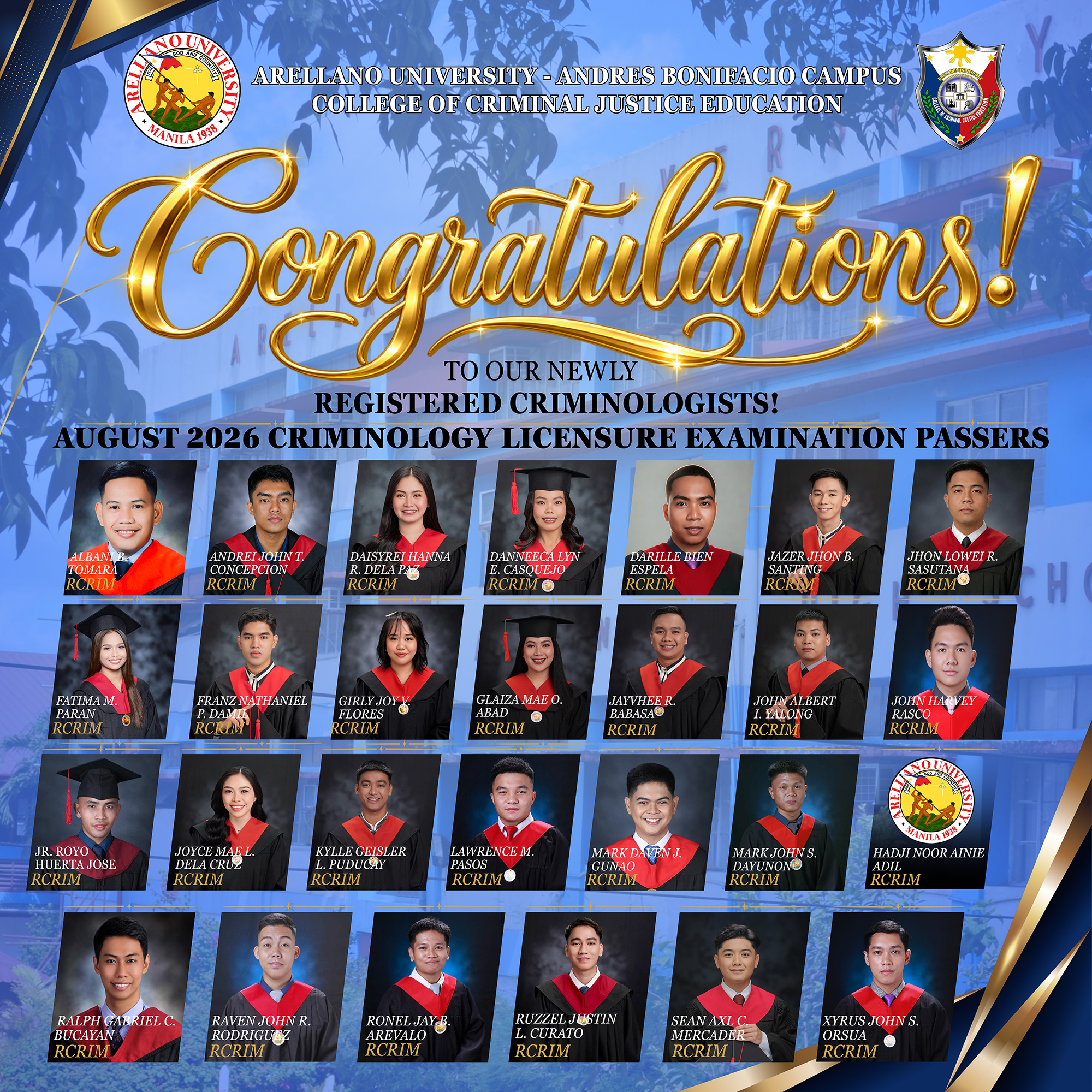 Another Batch, Another Victory: 27 New Registered Criminologists from AU-Pasig