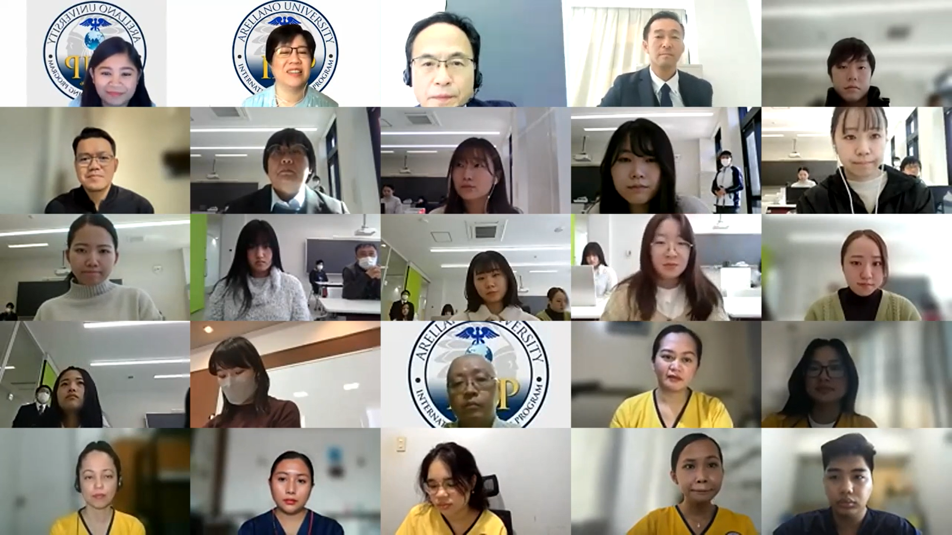 AU INP students with foreign partner, Gunma University Health and Welfare, Japan students via Zoom.